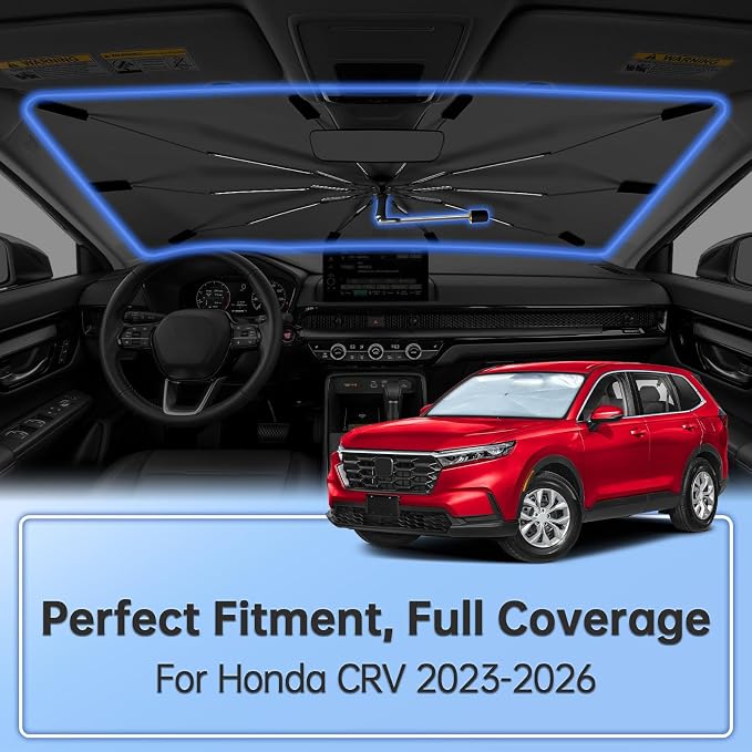 Windshield Sun Shade Umbrella for Honda CRV 2023-2026 Front Window | 360 Rotation Foldable Car Sunshade, Highly Reflective Sun Shield Visor for UV Protection, Keep Car Cool Accessories - Image 2