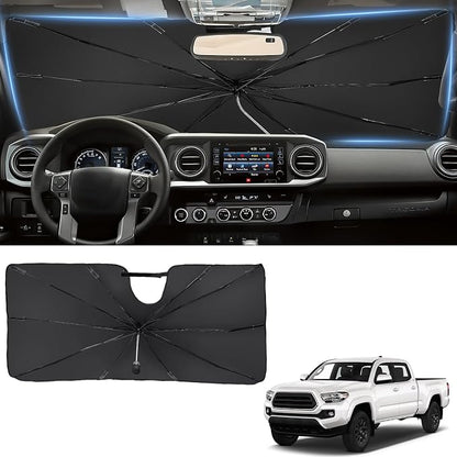 JOYTUTUS Windshield Sunshade Umbrella for Toyota Tacoma 2016-2023, Automotive Interior Sun Protection Cover, Titanium Silver UV Block Coating, Front Window Heat Insulation Protection - Image 7