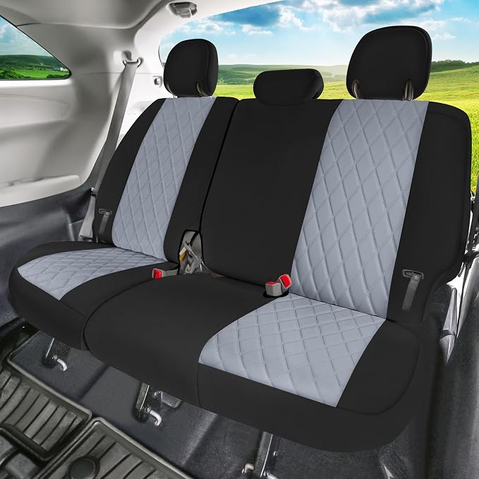 FH Group Custom Fit Car Seat Covers Specifically Made for 2011-2020 Toyota Sienna 7-8 Seater with Ultraflex Neoprene Water Resistant Automotive Seat Covers - 3rd Row Gray - Image 2