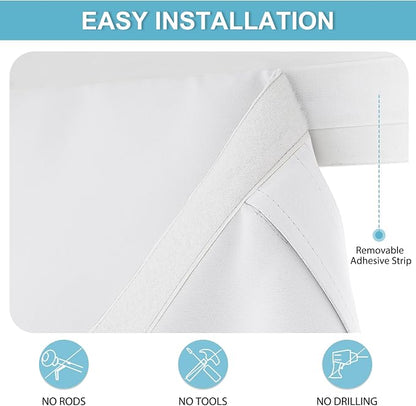 RYB HOME French Door Curtain 80 inch Long, Tie Up Blinds for Patio Door | Thermal Insulated, Self Adhesive, Privacy, For Bedroom Kitchen Front Entry Front Back Door Glass Window, W30 x L80, 1 Panel - Image 2