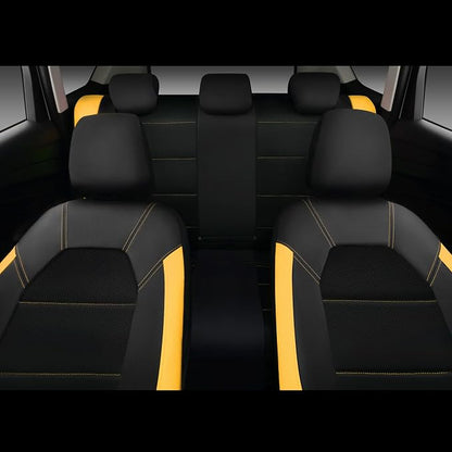 CAR PASS Leather Seat Covers, Breathable Universal Car Seat Cover Full Set for Cute Women Girly,5mm Composite Sponge Inside,Airbag Compatible Fits Most Auto,SUVs,Trucks,Vans(Full Set,Black&Yellow) - Image 5