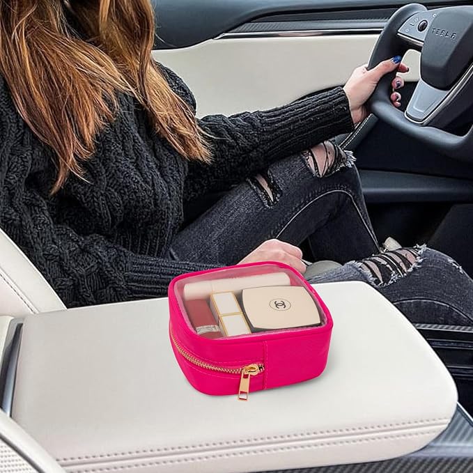LETGO Small Clear Makeup Bag for Purse Small Cosmetic Bag Travel Size Toiletry Bags Cute Travel Makeup Bag,Coin Purse,Car Asscessories Organizer Storage Travel Essentials for Women Girls(Clear-Rose) - Image 4