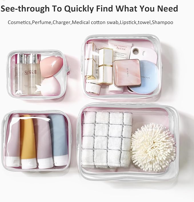 4 Pack Clear Bogg Beach Makup Bag Accessories with 3 Pack Insert Hooks for Bogg Bags, Clear Bogg Makeup Pouches Phone Holder for Bogg Bags Divider Storage Inner Compatible Pouch Travel Cosmetic Bag - Image 2