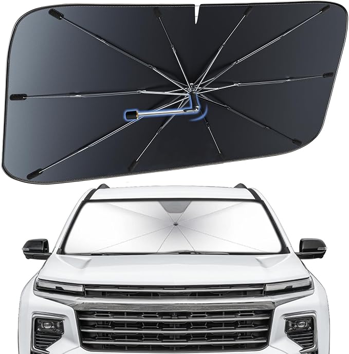 Windshield Sun Shade Umbrella for Chevrolet Traverse 2018-2026 Front Window | Heat-Reflective Window Shade, Umbrella Sunshade Cover Blocks Heat, Protects Interior, Vehicle-Specific Precision Fit by Fshaanys