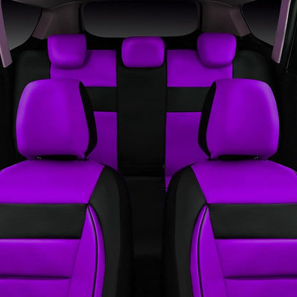 CAR PASS Leather Seat Covers Full Set Universal Water Resistant 3D Foam Back Support, Luxury Comfort Automotive 5 Seat Covers All Season Fit for SUV,Sedan,Van, Airbag Compatible Elegance(Purple Black) - Image 4