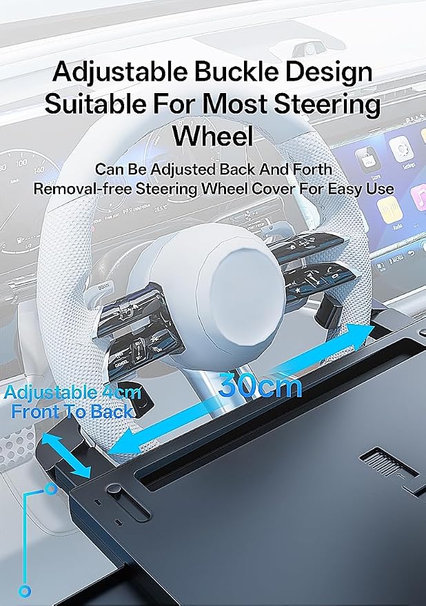 QRabbit 2-in-1 Extendable Steering Wheel Tray - Adjustable Car Desk for Laptop & Food Eating Table - Fits Most Large SUVs, Trucks & Vans, Portable for Travel, Work & Dining - Image 5