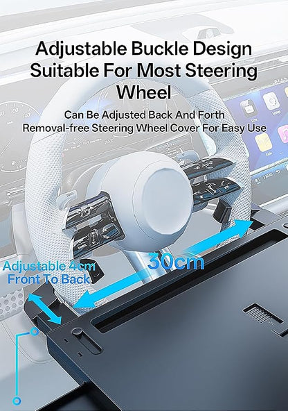 QRabbit 2-in-1 Extendable Steering Wheel Tray - Adjustable Car Desk for Laptop & Food Eating Table - Fits Most Large SUVs, Trucks & Vans, Portable for Travel, Work & Dining - Image 5