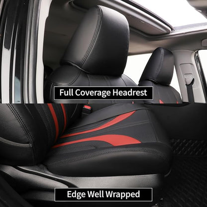 EKR Corolla Car Seat Covers Full Set Custom Fit for Toyota Corolla 2020 2021 2022 XSE/XSE Apex,Leather Car Seat Cover-Faux Leather(Black +Burgundy) - Image 4