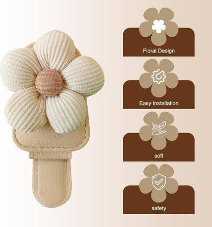 1 PC Floral Design Car Visor Sunglasses Clip, Clip-On Leather Cute Flower Eyeglass Holder, Stable Car Visor Accessory for Women, Universal for Most Cars (White) - Image 6