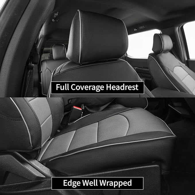 EKR F150 Seat Covers Custom Fit for(RegularCab) 2015-2020 Ford F150 XL/XLT & 2017-2022 F250/F350/F450 SuperDuty XL/XLT(First Row Only),Family & Pet Friendly,Waterproof-Faux Leather(Black/Gray) - Image 3