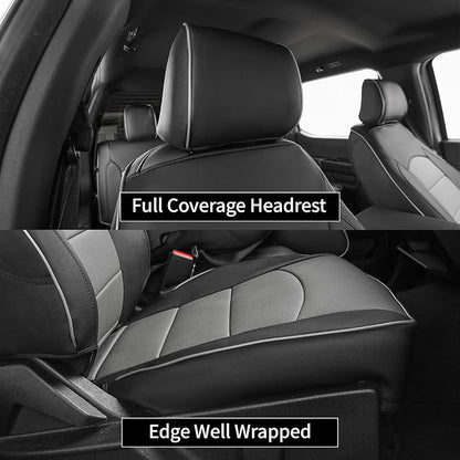 EKR F150 Seat Covers Custom Fit for(RegularCab) 2015-2020 Ford F150 XL/XLT & 2017-2022 F250/F350/F450 SuperDuty XL/XLT(First Row Only),Family & Pet Friendly,Waterproof-Faux Leather(Black/Gray) - Image 3