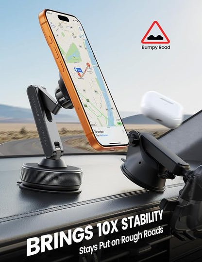 Lamicall Car Phone Holder Mount Ultra Nano Gel & 70+LBS Vacuum Suction Cup | 20X Strong Magnets 360° Phone Holders for Your Car Dashboard Windshield Car Mount for iPhone 17 16 15 Pro Max S26 S25 Black - Image 3