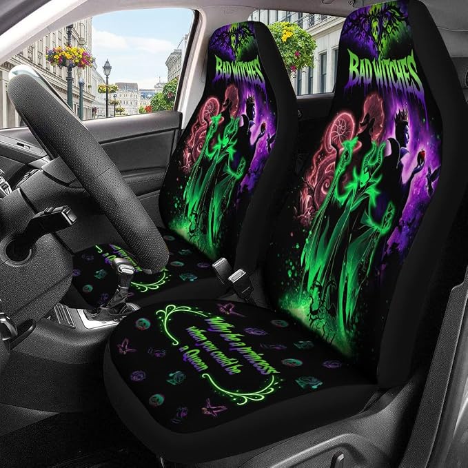 GENANY Bad Queen Car Seat Covers Set of 2, Horror Breathable Front Seat Covers for Truck Sedan SUV, Couple Car Accessories, Horror Gift for Women Men - Image 3