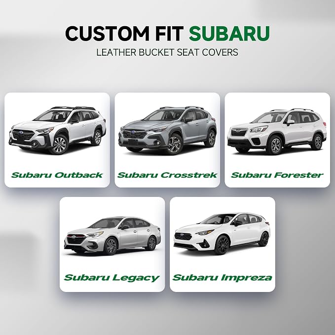 GIANT PANDA 2PCS Front Seat Covers for Subaru Outback Forester Crosstrek Legacy Impreza, Faux Leather Bucket Seat Cover Fit Subaru Seat Protectors-Solid Black - Image 2