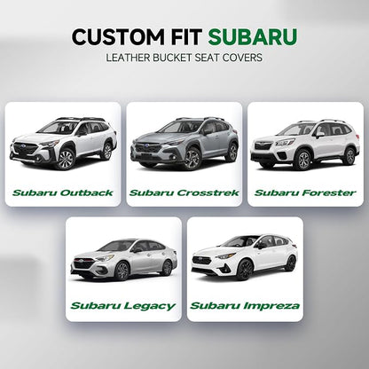 GIANT PANDA 2PCS Front Seat Covers for Subaru Outback Forester Crosstrek Legacy Impreza, Faux Leather Bucket Seat Cover Fit Subaru Seat Protectors-Solid Black - Image 2