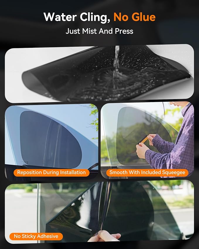 Car Side Window Sun Shades, Static Cling for Commuters and Rentals, 2 Pack | Helps reduce glare and heat buildup while staying attached during normal window movement for daily drives and rental cars - Image 7