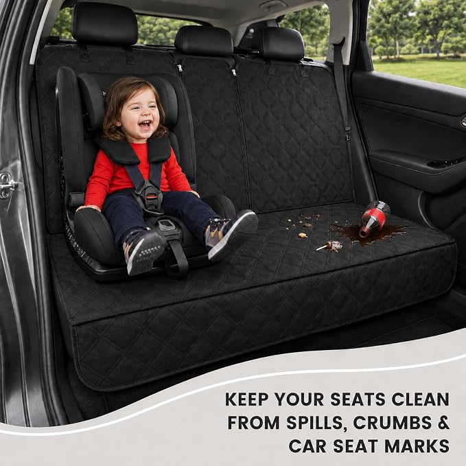 Dog Car Seat Protector, Back Seat Cover for Dogs, SUV & Car Seat Covers 62" | Fits large SUVs & full-size trucks; protects rear bench and car interior from pet hair, kid spills, baby boy mess and stains. - Image 4