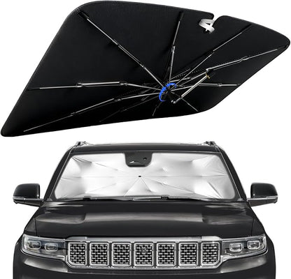 Windshield Sun Shade for Jeep Wagoneer 2022-2026 with 360° Rotating Shaft | Custom Fit Umbrella Sunshade for UV Blocking, Car Sun Visor Keeps Car Cool, Protects Interior & Easy Storage by Lonyaqui