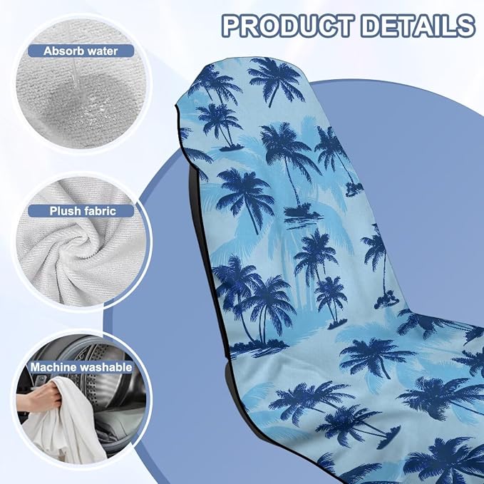 Palm Tree Car Towel Seat Cover Soft Comfort Car Seat Cover Protector 1 Piece Easy to Installation Universal Fit for SUV Van Truck Sedan - Image 6
