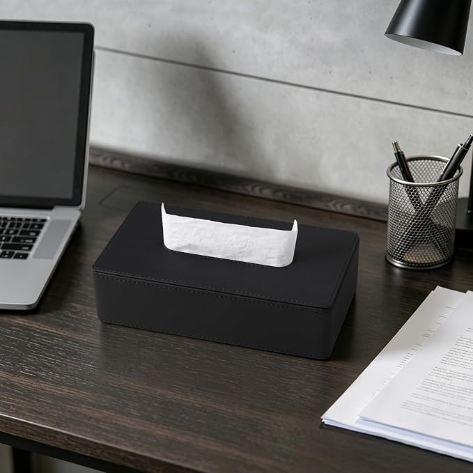 Rectangle Tissue Box Cover with Magnetic Closure, Inner Height 2.2" | 2 Different Sizes, PU Leather Tissue Box Cover, Decorative Rectangular Tissue Holder for Bathroom Nightstand Car Office - Image 5