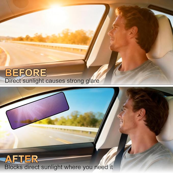 XCBYT Static Cling Window Shades, Semi-Transparent Glare Blocker | Reposition as sun moves to block glare. Clean glass perfectly before use. for Windshield & Side Windows (15.75" x 7.09") - Image 3