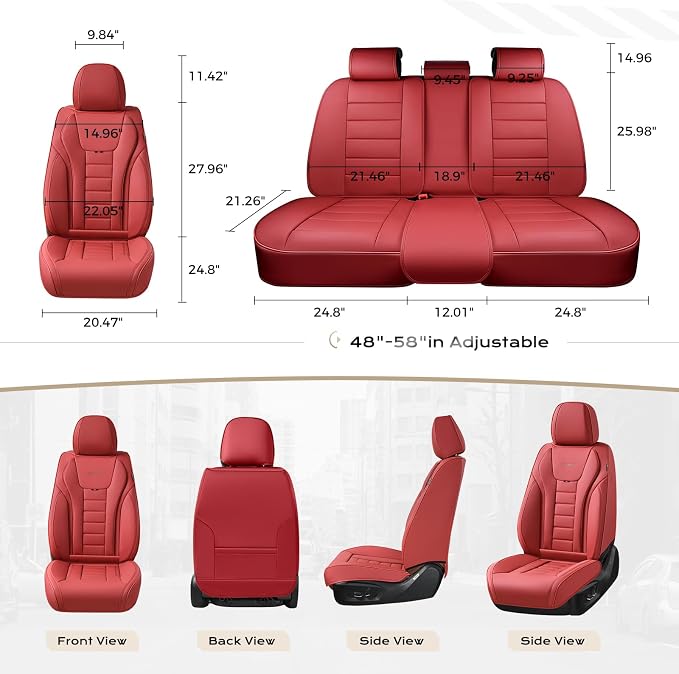 Coverado Car Seat Covers Full Set, Seat Covers for Cars, Front Seat Covers and Back Seat Cover Waterproof Leather Automotive Seat Cover, Universal Car Interior Protectors Cushion for Most Cars - Image 7