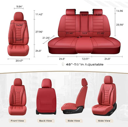 Coverado Car Seat Covers Full Set, Seat Covers for Cars, Front Seat Covers and Back Seat Cover Waterproof Leather Automotive Seat Cover, Universal Car Interior Protectors Cushion for Most Cars - Image 7