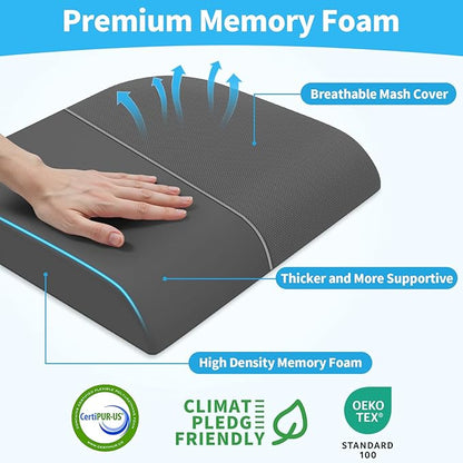TranquilRelax Memory Foam Seat Cushion for Office Chair, 3-Inch, Gray | Medium-firm Support for Long Sitting, Washable Mesh Cover, Non-slip Base, Perfect for Car Seats & Short Drivers - Image 2
