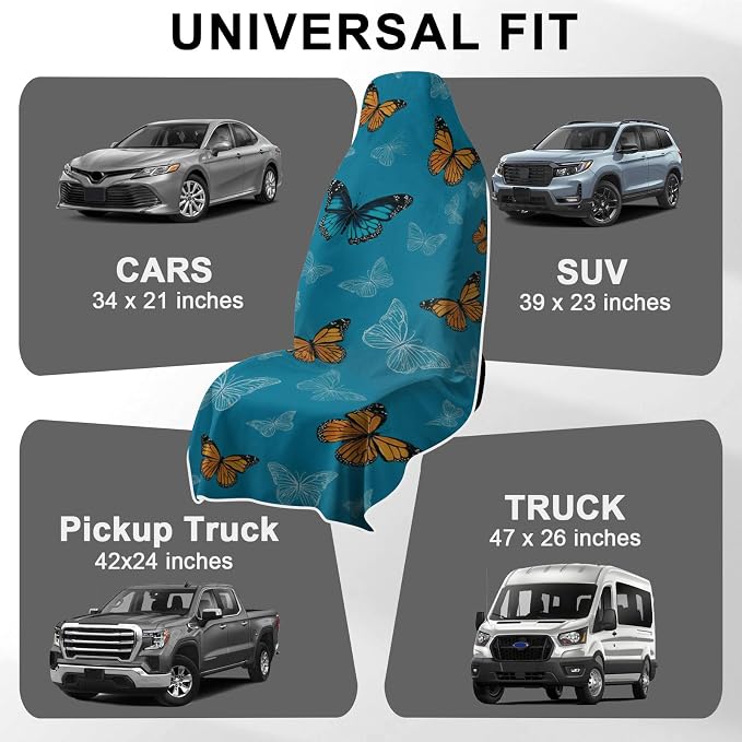 2 Pack Car Towels Seat Cover with Storage Bag, Multifunctional Microfiber Towel for Gym Outdoor Sport Running,Picnic, Beach, Pet Dog Travel,Fits Car SUV Truck (Blue Butterflies) - Image 6
