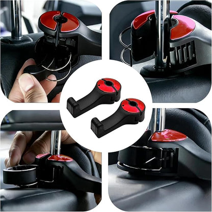 2PCS Car Headrest Hook with Phone Holder, Universal Car Headrest Storage Organizer Hanger Hook with Lock, Automotive seat Back Organizer headrest Hooks for Bags (Red) - Image 7