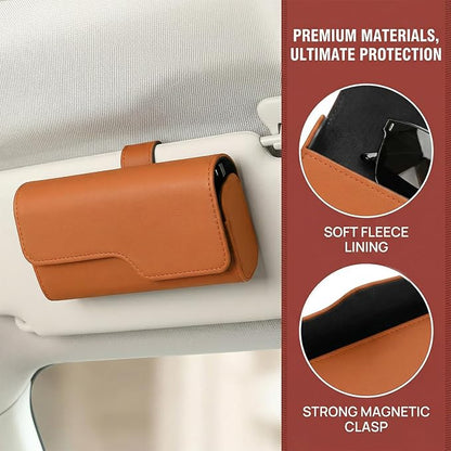 Sunglass Holder for Car Visor, Eyeglass Storage Case (Orange) | Vehicle Eyeglass Hanger Protective Storage Case, Automotive Interior Sun Visor Glasses Organizer Box, Universal Fit - Image 4