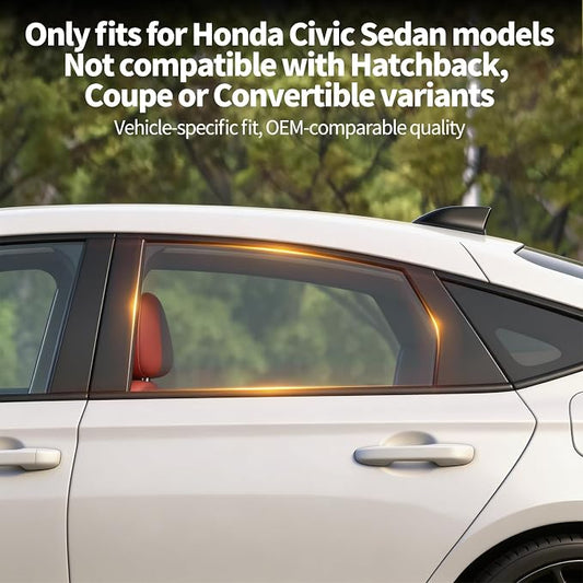 2PCS Rear Side Window Sun Shades for 2022-2026 Honda Civic | Breathable Mesh UV & Heat Blocking Privacy Rear Side Window Covers, Ideal for Baby, Travel and Camping Accessories - Image 2