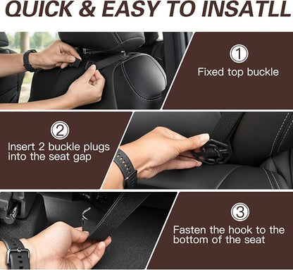 Anti-Kick Mats Seat Back Protector,Back Car Seat Protector Cover for Kids Feet with Storage Organizer,Protect Against Dirt and Scuffs,2 Pack (Brown) - Image 5