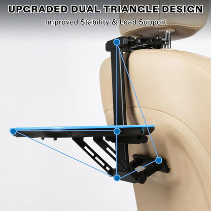 Large Car Tray Table for Back Seat with Adjustable Height | Foldable Car Desk for Laptop , Hidden Cup Holder & Phone Holder, Heavy Duty Travel Food Tray for Eating Working Road Trips - Image 7