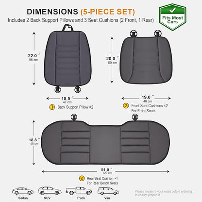 kingphenix 5-Piece Car Seat Cushion Set with Back Support | Memory Foam Car Cushion for Long Driving, Truck, Office Chair, Tailbone and Lower Back Support - Image 5
