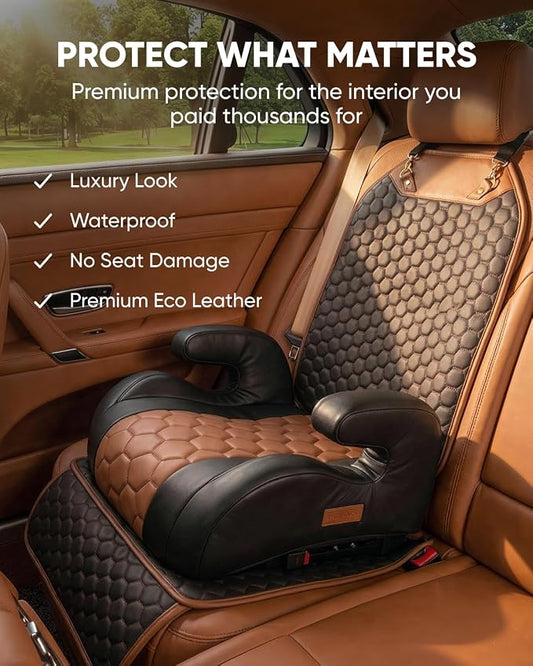 Premium Leather Car Seat Protector for Child Car Seat Cover from Dirt Scratches - Infant Car Seat Protector for Back Seat/Front Booster Seat Protector Under Baby Car Seat Waterproof 1pc Hexy - Image 2