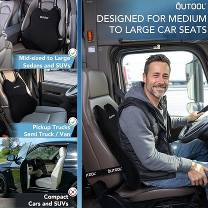 Patented Lumbar Support Pillow for Car, Truck Accessories Travel Essentials, Memory Foam Back Cushion for Driving Seat, Back Pain Relief,Washable Cover, Lower Back Support Fits Most Cars(Black) - Image 4