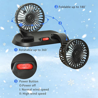 Dual Head Car Cooling Fan-360°Rotation,2 Speeds, Dashboard Fans for SUV/RV/Truck/Sedan/Office,USB Powered (2-Head 5V) - Image 7