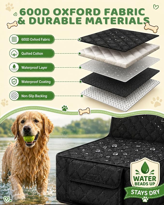 Victoper Dog Car Seat Cover, 600D Heavy Dute Car Seat Cover for Dogs Pets,100% Waterproof Anti-Scratch Nonslip Dog Seat Cover for Cars, Seat Covers Protector for Sedan SUV Truck Small Black - Image 7