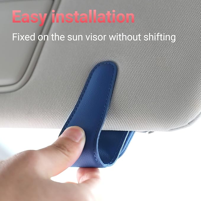Sunglass Holder for Car Sun Visor Sunglasses Clip Car accessories -Blue | sun visor organizer, ticket card clip, eyeglass sunglasses holder, one-handed magnetic, anti-scratch, car stuff for women men - Image 4