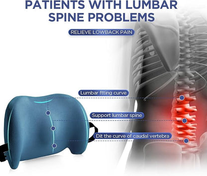 Lumbar Support Pillow for Office Chair, Memory Foam Car Back Cushion | Lumbar Pillow Lower Back with Adjustable Straps, Ergonomic Chair Back Pillow for Office, Car, Gaming Chairs and Bed - Image 2