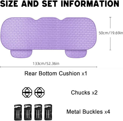 Little Purple Linen Back Seat Cover, Rear Car Seat Cover for Cars Truck SUV | Cloth Seat Covers for Cars, Seat Covers with Storage Pocket, Bottom Auto Seat Cushion Pad Mat for Most Vehicles - Image 2