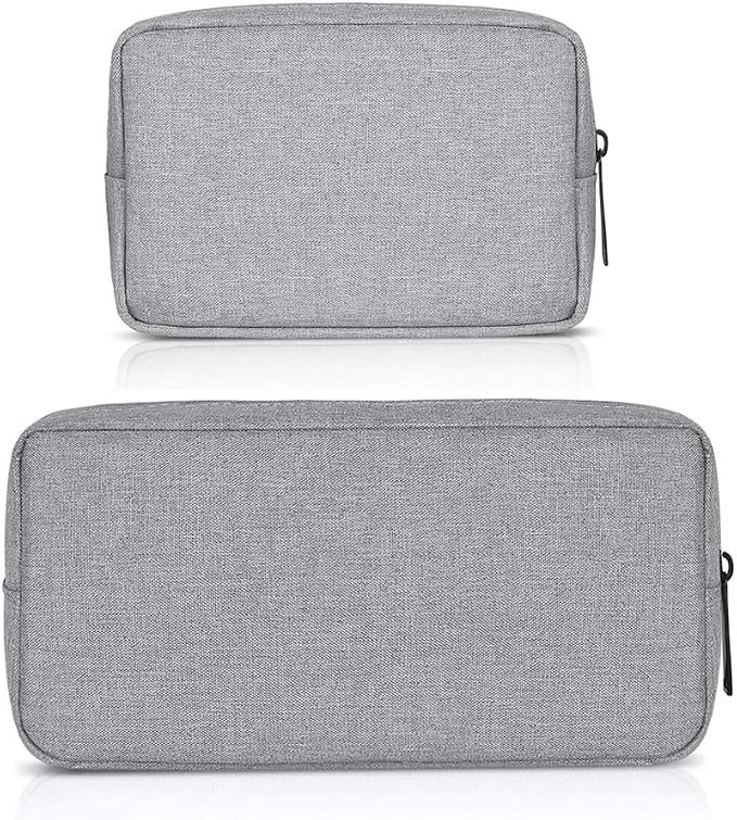 Universal Electronics/Accessories Soft Carrying Case Bag, Durable & Light-weight,Suitable for Out-going, Business, Travel and Cosmetics Kit (Small+Big-Gray) by ERCRYSTO