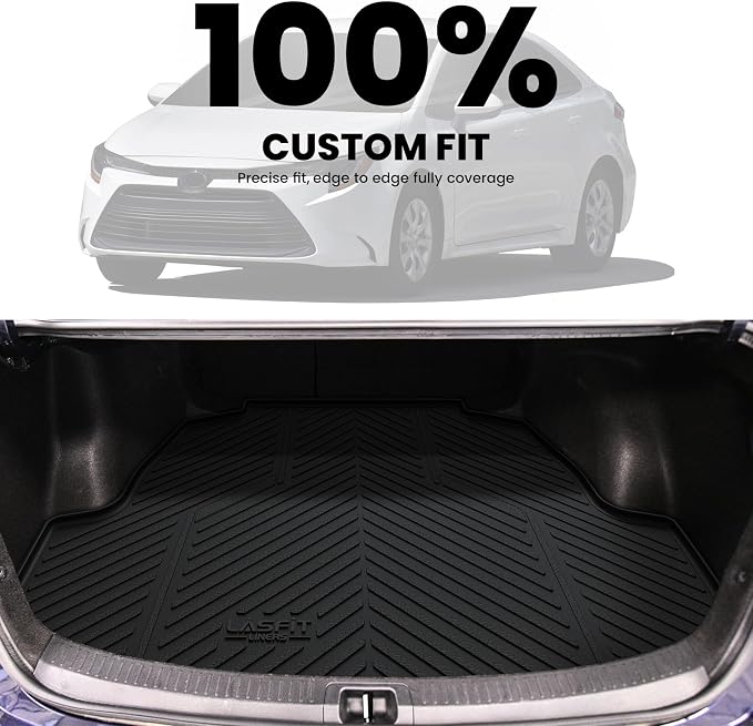 LASFIT Cargo Mats for Toyota Corolla Sedan & Hybrid 2020-2026 | All Weather TPE 3D Custom Fit Cargo Liner, Full Coverage Secure-Fit Trunk Mat, Easy to Wash - Image 3