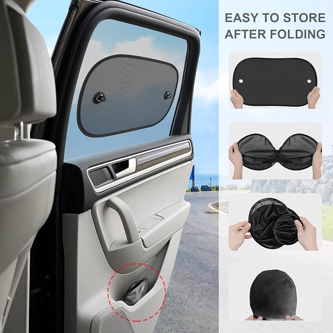Car Window Shade, 2 Pack Car Sun Shade for Window Baby Suction Cups Sunshade for Side Window Sun and UV Block for Kids/Adults/Pets - 17.3''x14'' Universal Fits - Image 6
