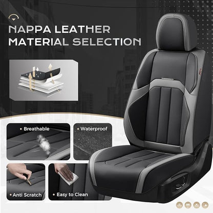 Coverado Nappa Leather Car Seat Covers Front Set, Luxury Waterproof Seat Protectors, Airbag Compatible Anti‑Slip Auto Seat Covers, Universal Fit for Most Cars SUVs Trucks Pickup Vehicles - Image 2