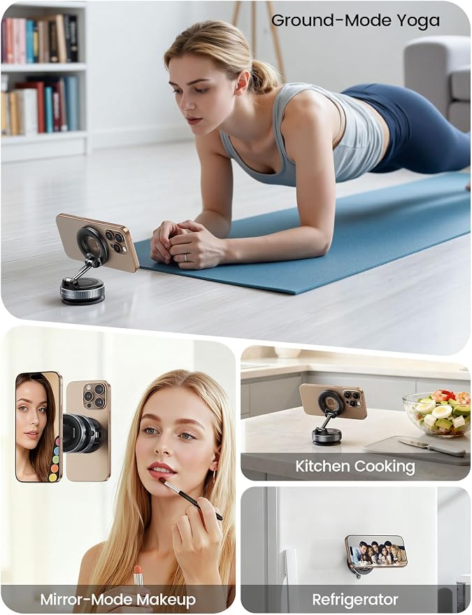 Lamicall for MagSafe Car Mount 70LBS Vacuum Suction Dashboard & Windshield | 20X Magnet Car Phone Holder 360° Foldable Magnetic Phone Holders for Your Car fit iPhone 17 16 15 14 Pro Max Gift Truck Black - Image 9
