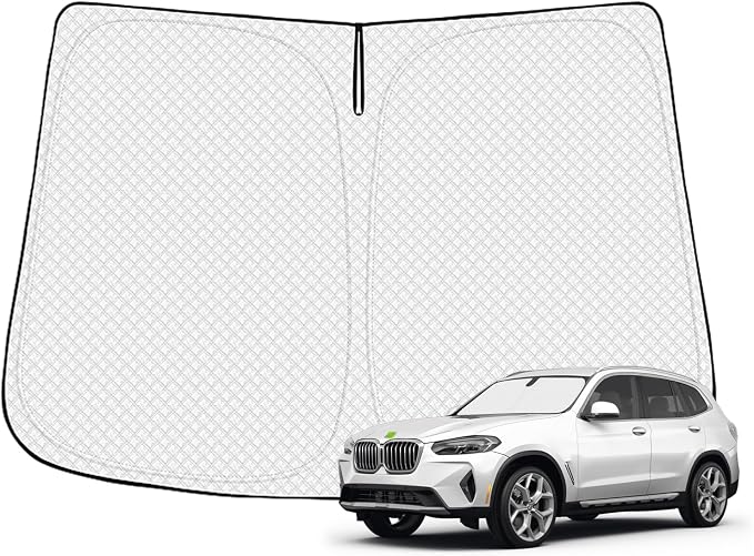 Canvcle Windshield Sun Shade for 2018-2024 BMW X3 Accessories Thicken 6-Layer Front Window Sunshade Cover Sun Visor Protector Foldable Block UV Rays Keep Vehicle Cool by Canvcle