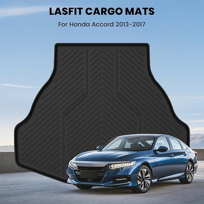 LASFIT Trunk Mat for Honda Accord 2017 2016 2015 2014 2013 (Only Sedan) | All Weather Custom Fit Anti-Slip Pet Friendly Easy Clean TPE Trunk Liner Cargo Mat, Black (NOT Coupe & Hybrid) - Image 3