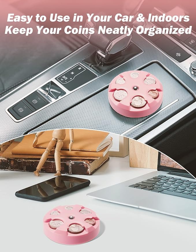 JOYTUTUS Coin Holder, Portable Coin Change Organizer, Universal Coin Storage Coin Holder for Car, Wallets, Pockets (Pink) - Image 4